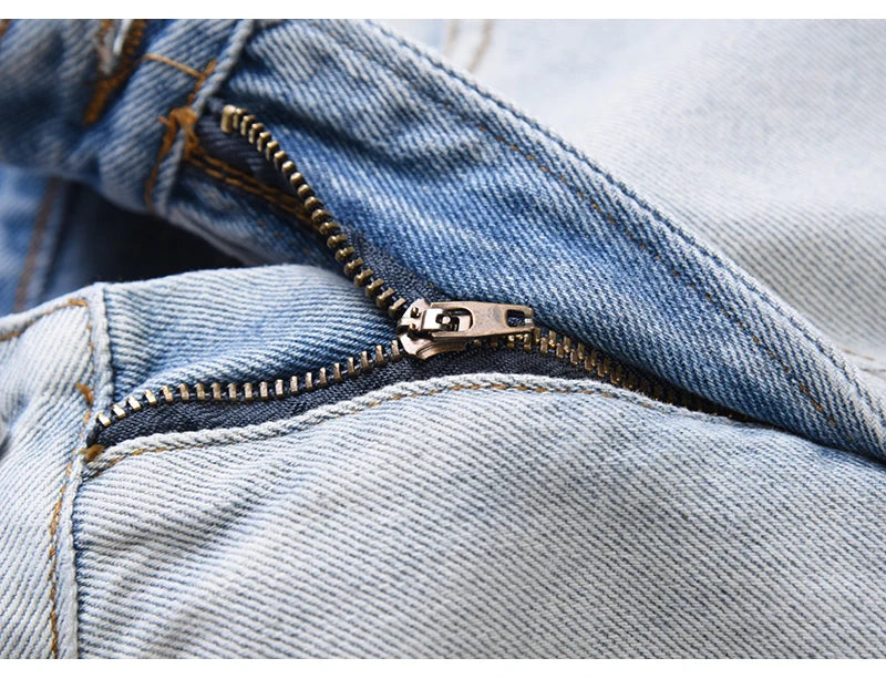 bottom zipper knee holes denim jeans destroyed ripped slim mens biker jeans new men fashion streetwear hip hop pants joggers unique joggers style 2403