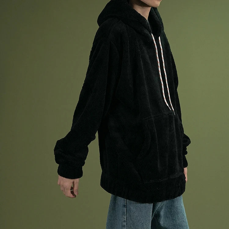 Warm Hoodies Men's 2018 Autumn Winter Hairy Sweatshirts Hip Hop Casual Drawstring Pullover Fashion Skateboard Solid Hooded Tops Street King Limited