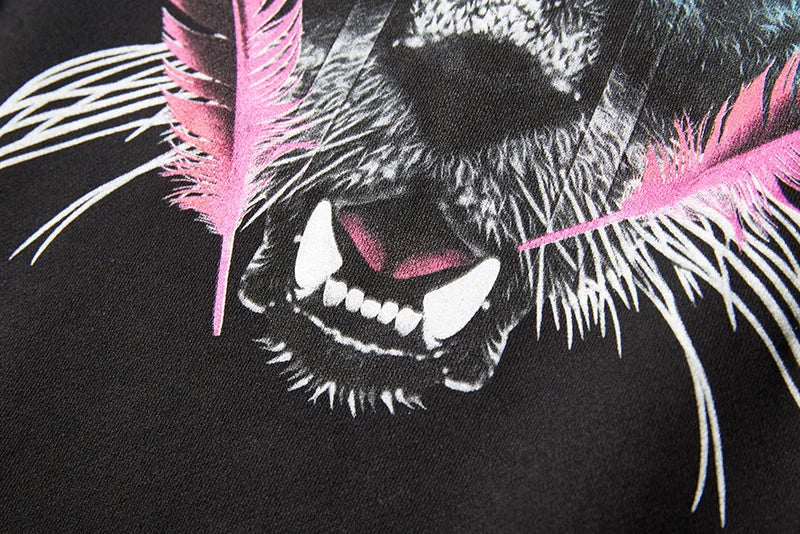 New High Men Novelty Feather wolf head gentleman Hoodies Hoody hooded Sweatshirts velvet Cotton Drake Thicken Fleece #F28 Street King Limited