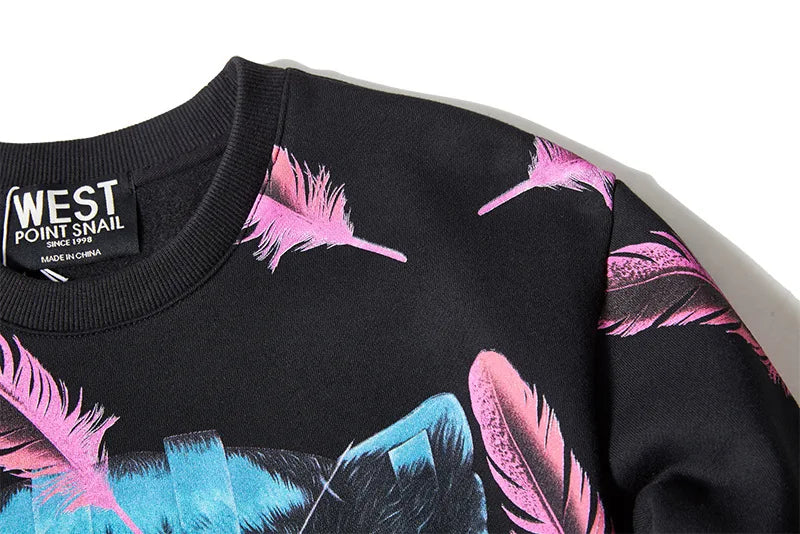 New High Men Novelty Feather wolf head gentleman Hoodies Hoody hooded Sweatshirts velvet Cotton Drake Thicken Fleece #F28 Street King Limited