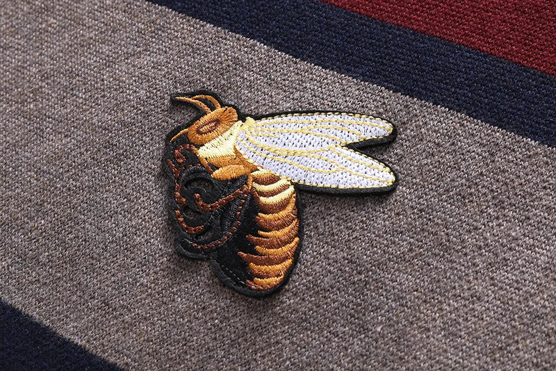 New 2018 Man Luxury Winter gentleman embroidery Bees Stripe Knit Casual Sweaters pullover Asian Plug Size High quality Drake H64 Street King Limited