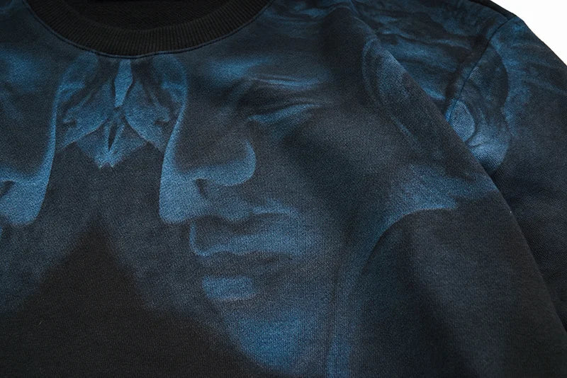 New Baoliden High Men Double Blue portrait Kenye Hoodies Hoody hooded Sweatshirts velvet Cotton Drake Thicken Fleece #d89 Street King Limited