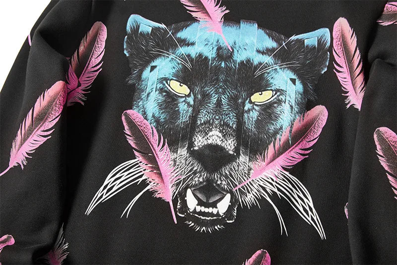 New High Men Novelty Feather wolf head gentleman Hoodies Hoody hooded Sweatshirts velvet Cotton Drake Thicken Fleece #F28 Street King Limited