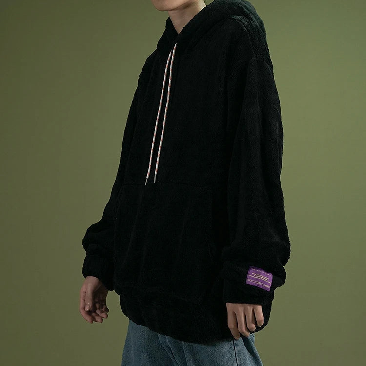 Warm Hoodies Men's 2018 Autumn Winter Hairy Sweatshirts Hip Hop Casual Drawstring Pullover Fashion Skateboard Solid Hooded Tops Street King Limited