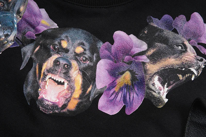 New Baolideng High Men Rottweiler flower gentleman Hoodies Hoody hooded Sweatshirts velvet Cotton Drake Thicken Fleece #E24 Street King Limited