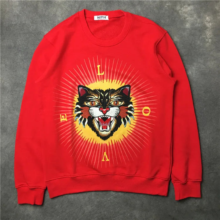 New Baolideng Men tiger embroidery Morden gentleman Hoodies Hoody hooded Sweatshirts velvet Cotton Drake Thicken Fleece #E7 Street King Limited