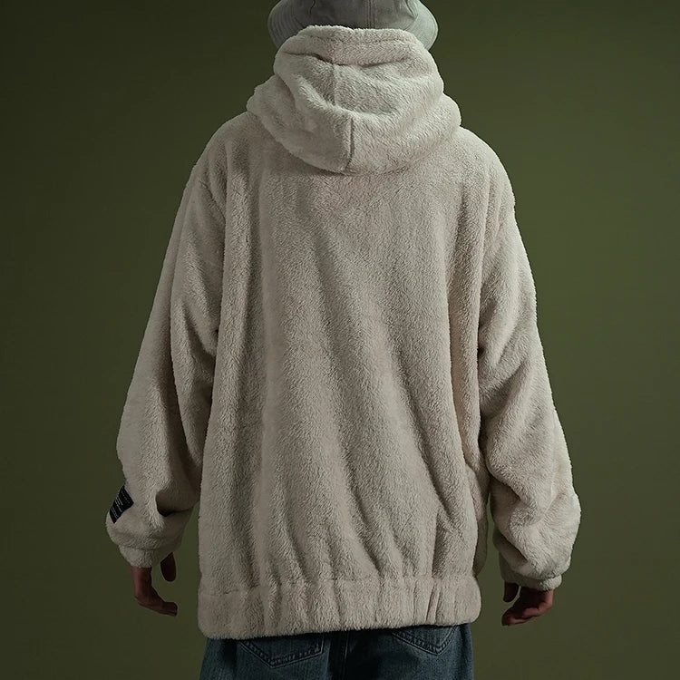 Warm Hoodies Men's 2018 Autumn Winter Hairy Sweatshirts Hip Hop Casual Drawstring Pullover Fashion Skateboard Solid Hooded Tops Street King Limited