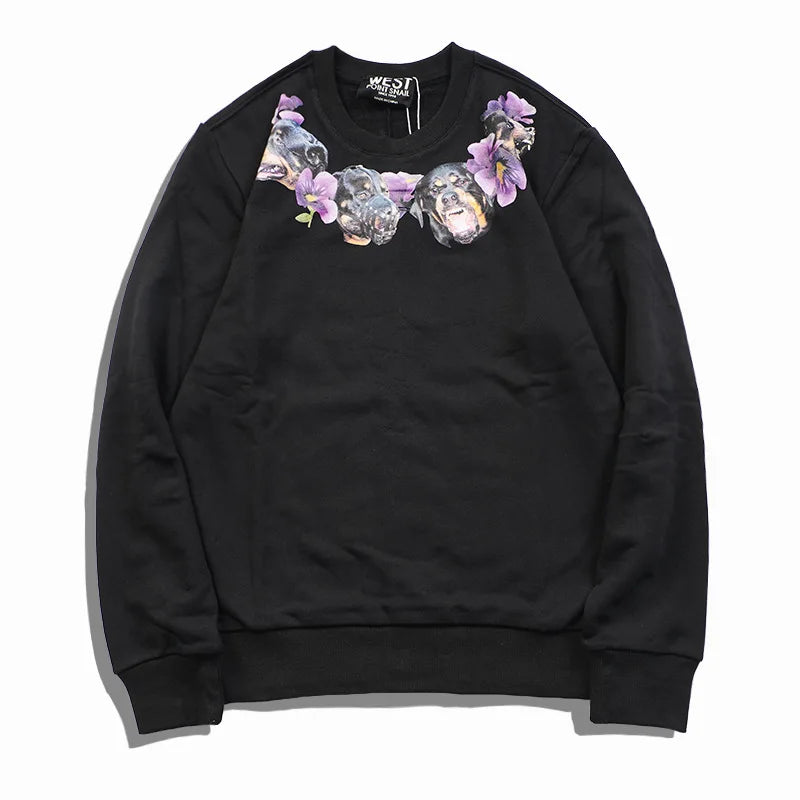 New Baolideng High Men Rottweiler flower gentleman Hoodies Hoody hooded Sweatshirts velvet Cotton Drake Thicken Fleece #E24 Street King Limited