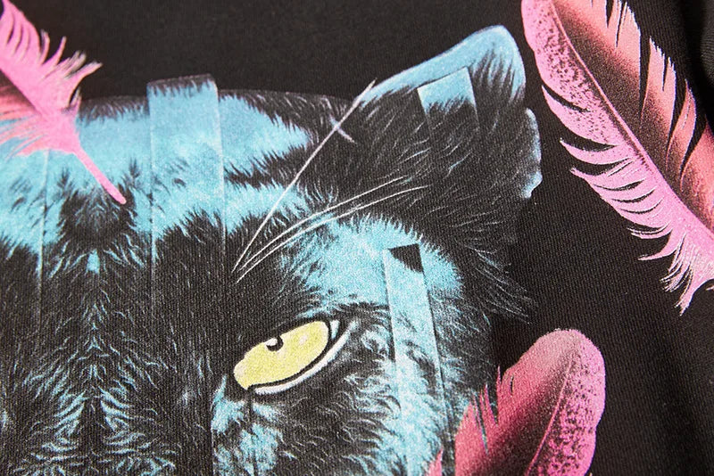 New High Men Novelty Feather wolf head gentleman Hoodies Hoody hooded Sweatshirts velvet Cotton Drake Thicken Fleece #F28 Street King Limited