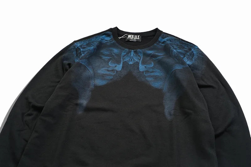 New Baoliden High Men Double Blue portrait Kenye Hoodies Hoody hooded Sweatshirts velvet Cotton Drake Thicken Fleece #d89 Street King Limited