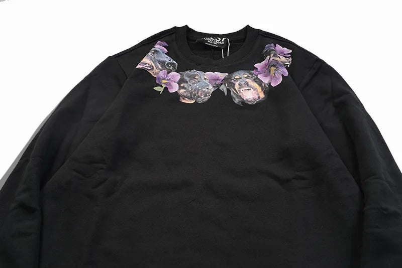 New Baolideng High Men Rottweiler flower gentleman Hoodies Hoody hooded Sweatshirts velvet Cotton Drake Thicken Fleece #E24 Street King Limited