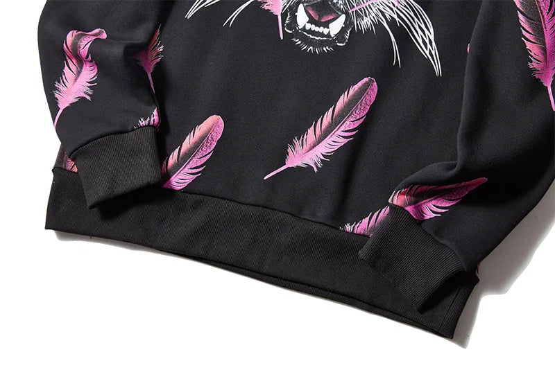 New High Men Novelty Feather wolf head gentleman Hoodies Hoody hooded Sweatshirts velvet Cotton Drake Thicken Fleece #F28 Street King Limited