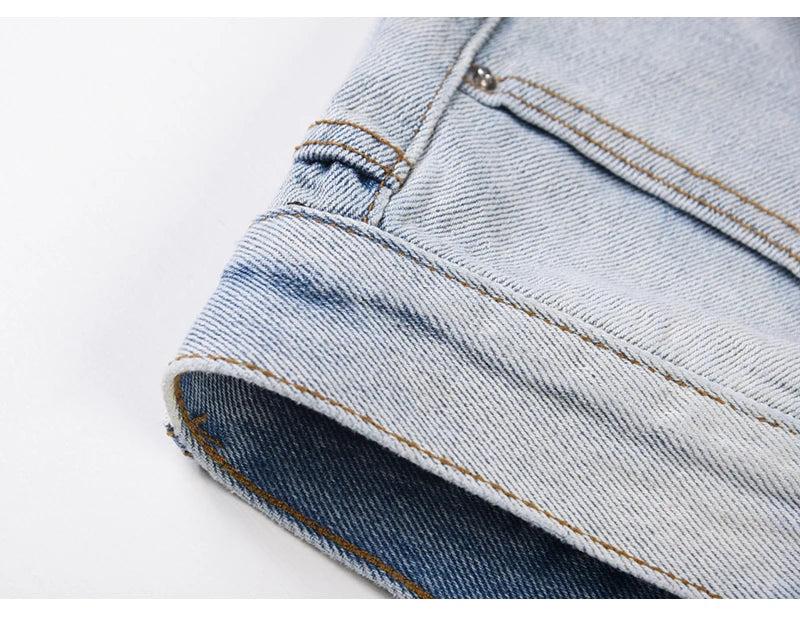 bottom zipper knee holes denim jeans destroyed ripped slim mens biker jeans new men fashion streetwear hip hop pants joggers unique joggers style 2404