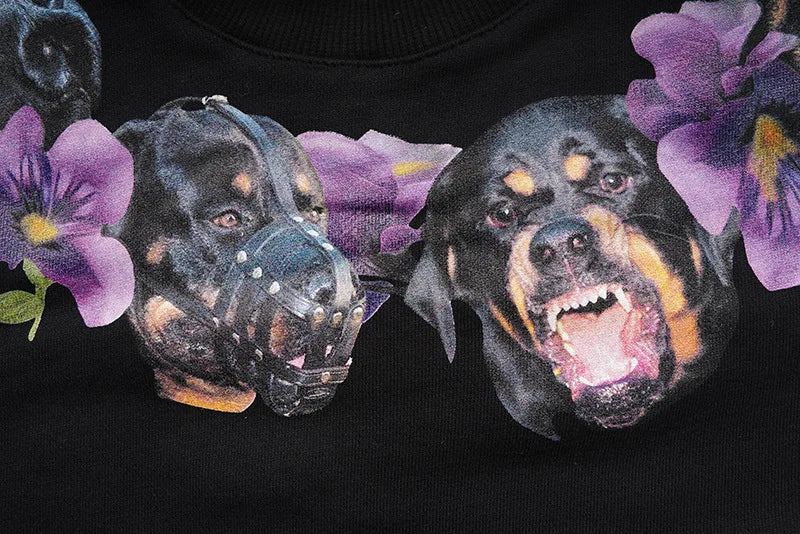 New Baolideng High Men Rottweiler flower gentleman Hoodies Hoody hooded Sweatshirts velvet Cotton Drake Thicken Fleece #E24 Street King Limited