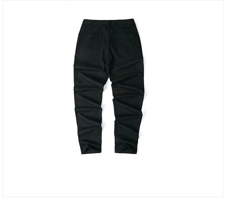 knee ripped hole biker jeans men denim destroyed slim fit zippers jeans fashion trousers black streetwear hip hop pants jogger unique joggers style 4161