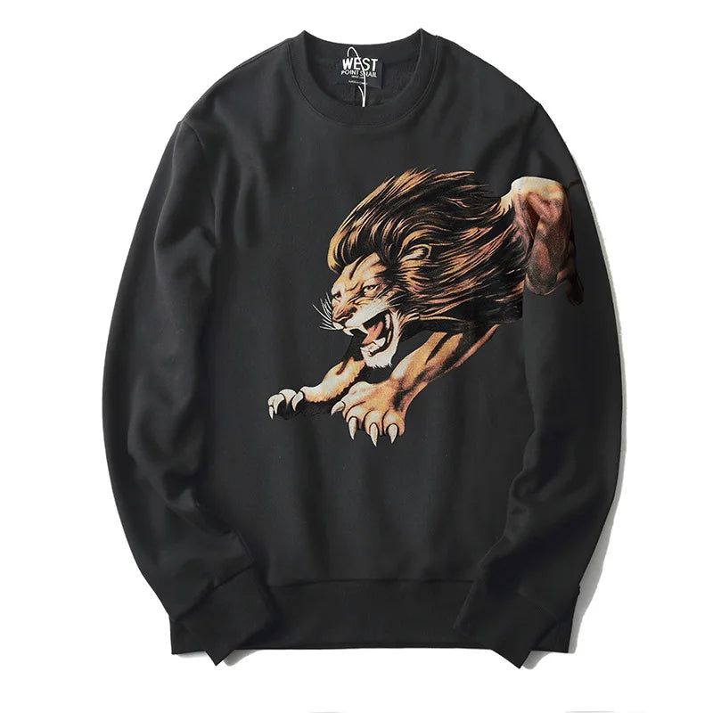 New 2019 Men 3D lions gentleman Hoodies Hoody hooded Sweatshirts velvet Cotton Drake Thicken Fleece #J53 Street King Limited