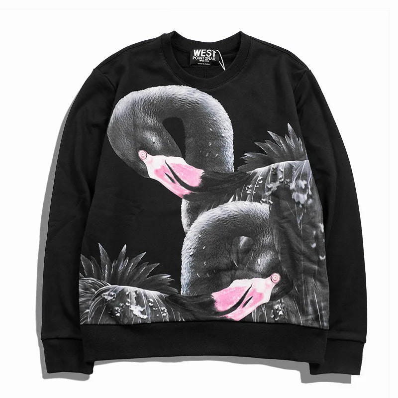 New High High Men Flamingo swan Hoodies Hoody hooded Sweatshirts velvet Cotton Drake Thicken Fleece Youth popular #D85 Street King Limited