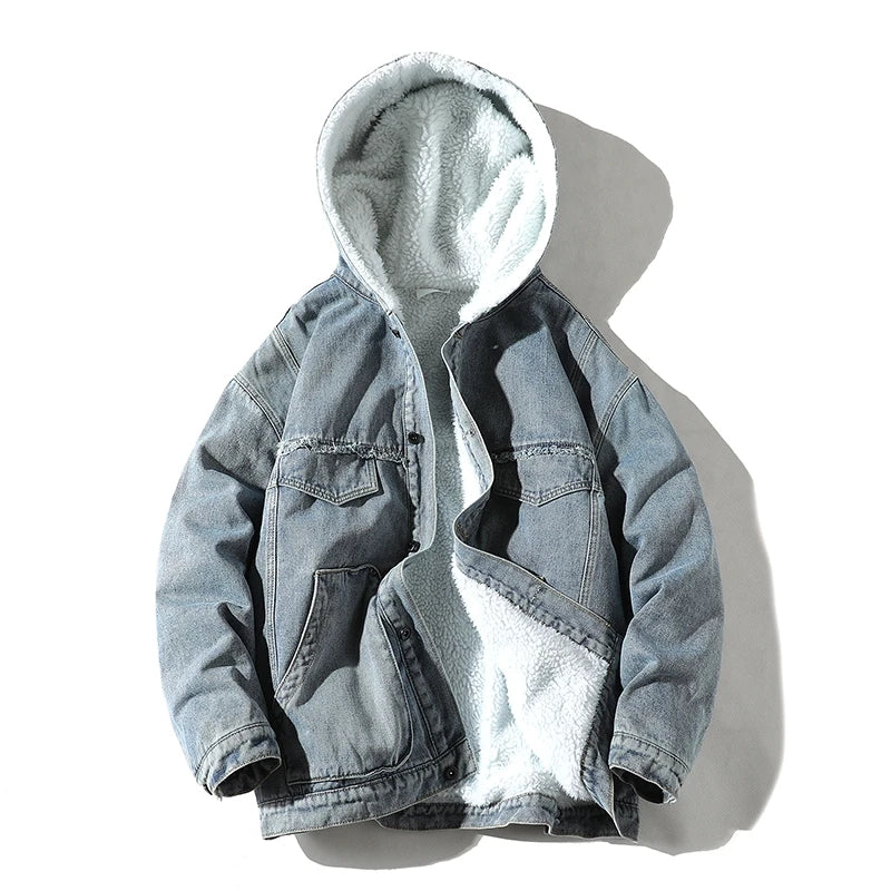 Winter Cowboy Jackets Men Fur Warm Thick Cotton Hooded Parkas Casual Fashion Warm Coats Male Street King Limited