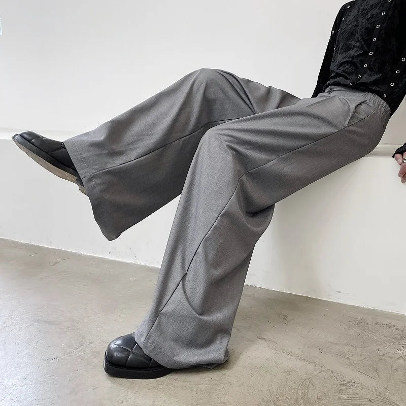 pants men high waist casual wide leg suit pant male vintage fashion japan korea streetwear loose long trousers clean everyday pants