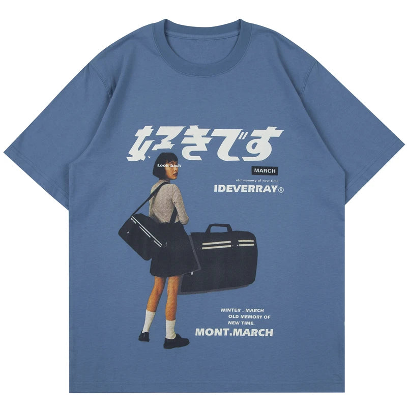 Hip Hop Streetwear Harajuku T Shirt Girl Japanese Kanji Print Tshirt 2021CC Summer Mens Short Sleeve Cotton Oversized T-Shirt Street King Limited