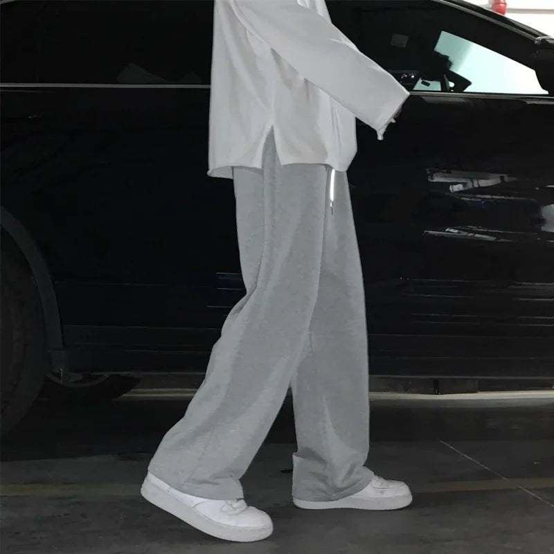 Summer Casual Pants Men Fashion Gray Black White Wide-leg Pants Men Streetwear Loose Straight Sweatpants Mens Joggers Trousers Street King Limited