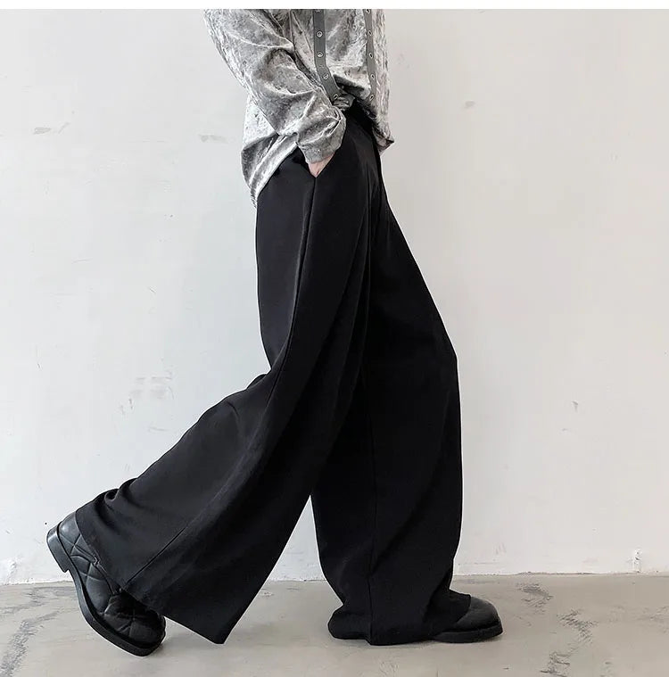 pants men high waist casual wide leg suit pant male vintage fashion japan korea streetwear loose long trousers unique default style 957