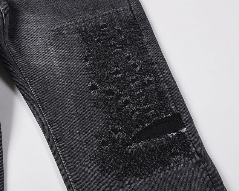 Heavy Industry Electric Embroidery Burning Washed Jeans Mens and Womens Patchwork Streetwear Harajuku Oversize Denim Trousers Street King Limited