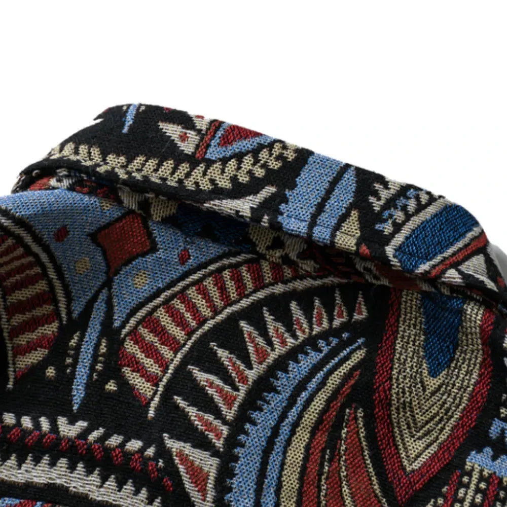 Streetwear Gonthwid Knitted Shirts Nation Style Geometry Flowers Color Block Patc Gonthwid Knitted Shirts Nation Style Geometry Flowers Color Block Patchwork Long Sleeve Button Shirt Hip Hop Casual Tops Coats Fashion Sweater Jacket With Graphic Design For Men