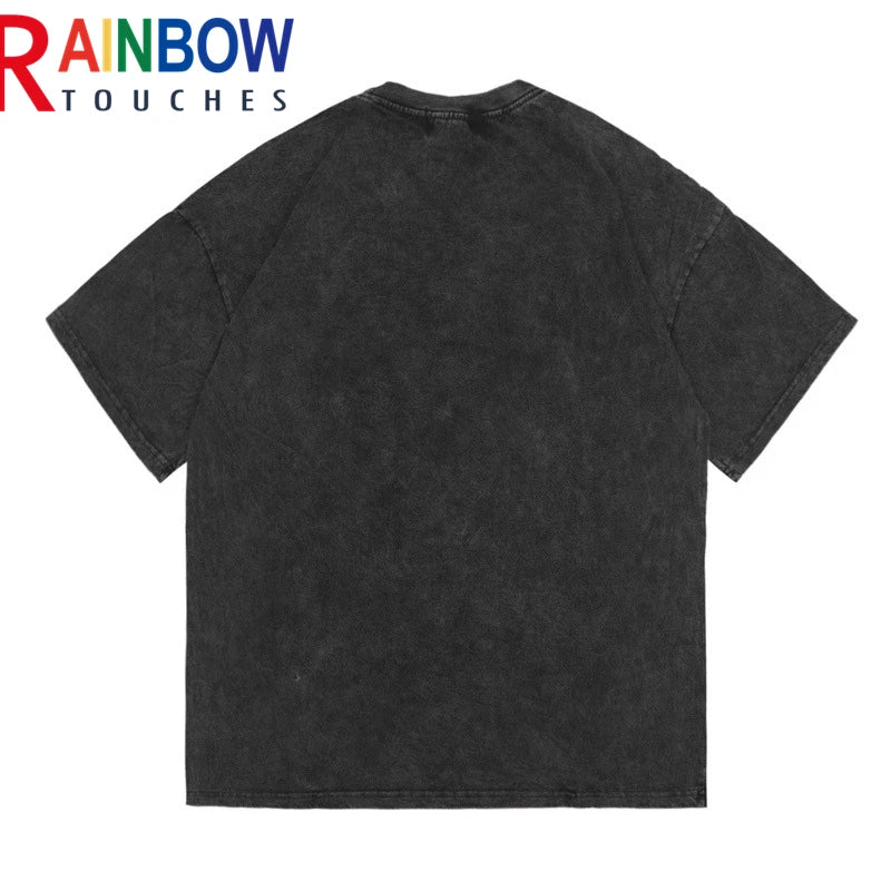 Rainbowtouches 2021 New Half-Sleeve T-Shirt Unisex High Street Skull Printing Loose Casual T-shirts Punk Hip Hop Fashion T-shirt Street King Limited