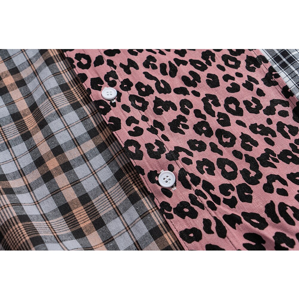 "Leopard Plaid" Unisex Men Women Streetwear Graphic Shirt Daulet Apparel