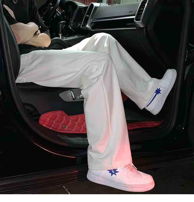 Summer Casual Pants Men Fashion Gray Black White Wide-leg Pants Men Streetwear Loose Straight Sweatpants Mens Joggers Trousers Street King Limited