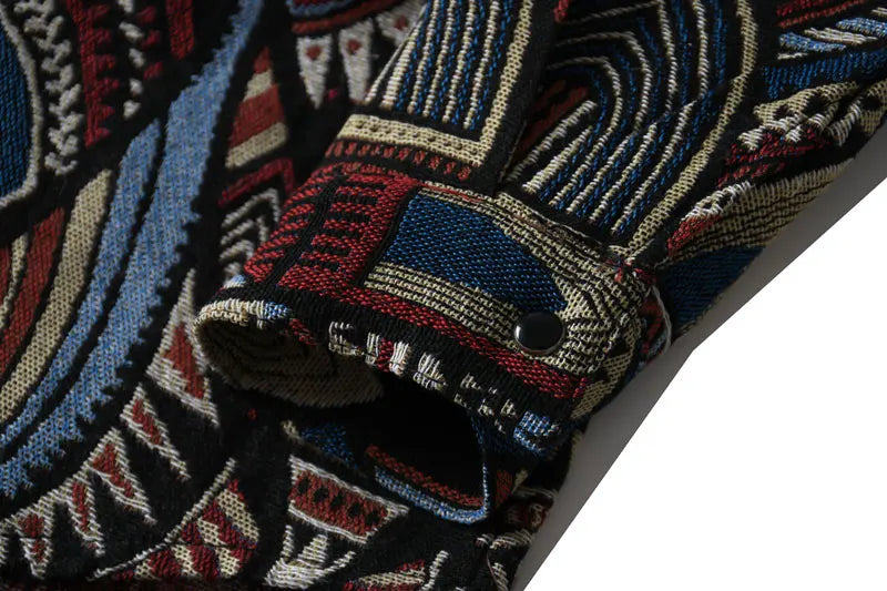 Streetwear Gonthwid Knitted Shirts Nation Style Geometry Flowers Color Block Patc Gonthwid Knitted Shirts Nation Style Geometry Flowers Color Block Patchwork Long Sleeve Button Shirt Hip Hop Casual Tops Coats Fashion Sweater Jacket With Graphic Design For Men