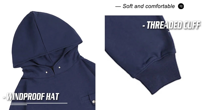 Rainbowtouches Men Letter Embroidery Comfortable And Breathable HighStreet Trend Solid Color Multi Pocket Harajuku Hoodie Unisex Street King Limited