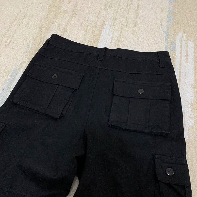 mens high street smilely loose cargo pants casual zipper straight jeans hip hop side pockets loose fit streetwear casual joggers unique joggers style 2484