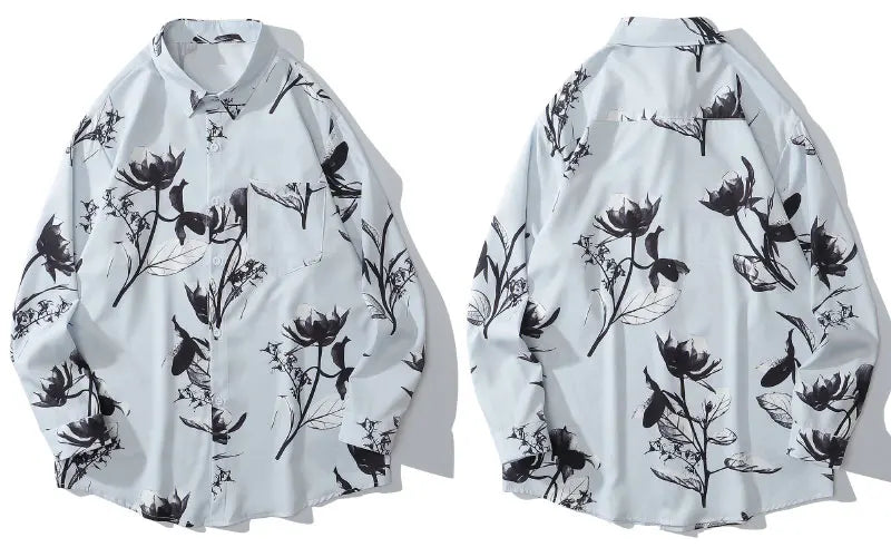 Streetwear Gonthwid Hawaiian Beach Shirts Graffiti Flowers Print Long Sleeve Butt Gonthwid Hawaiian Beach Shirts Graffiti Flowers Print Long Sleeve Button Shirts Hip Hop Casual Harajuku Holiday Party Blouse Fashion Sweater Jacket With Graphic Design For Men