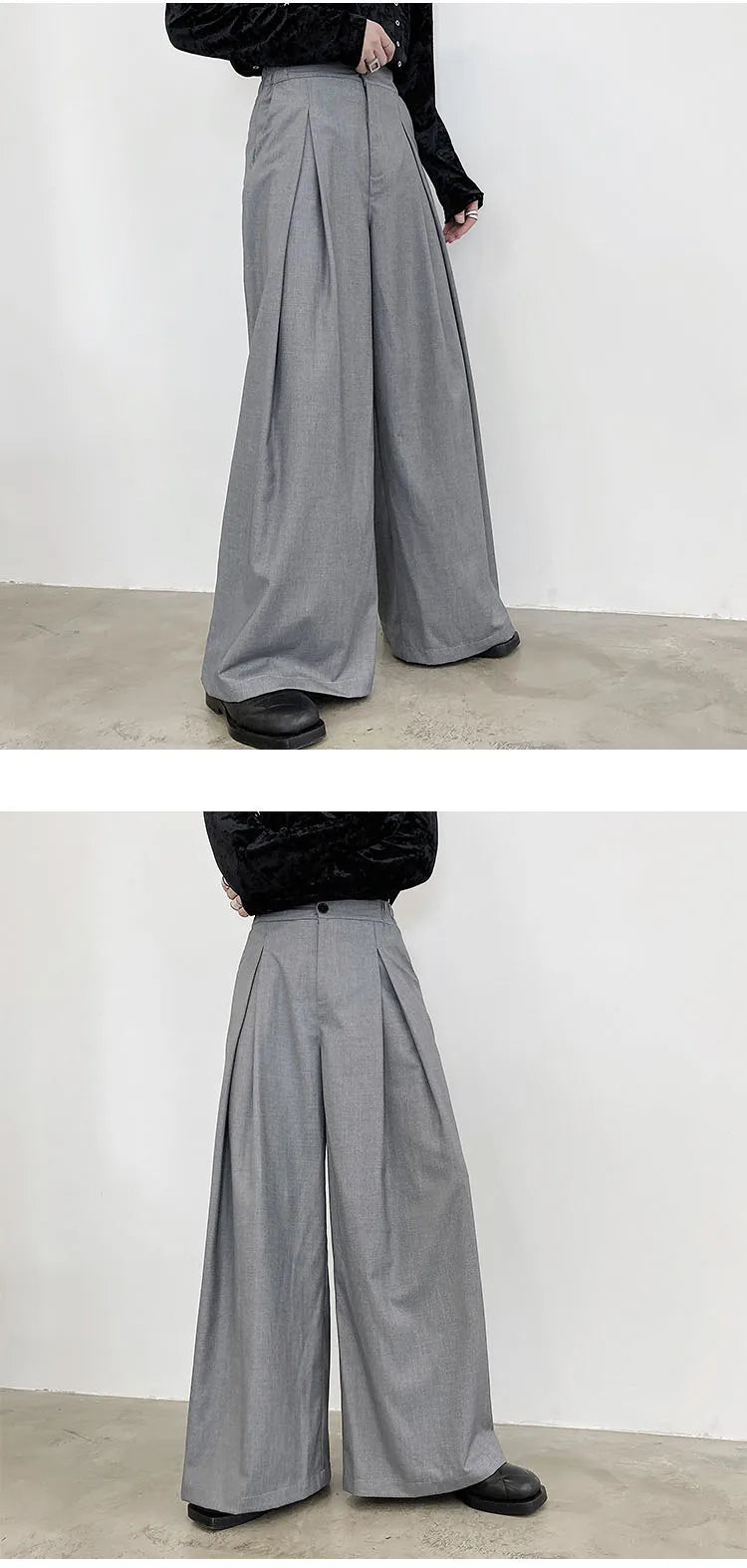 pants men high waist casual wide leg suit pant male vintage fashion japan korea streetwear loose long trousers unique default style 959