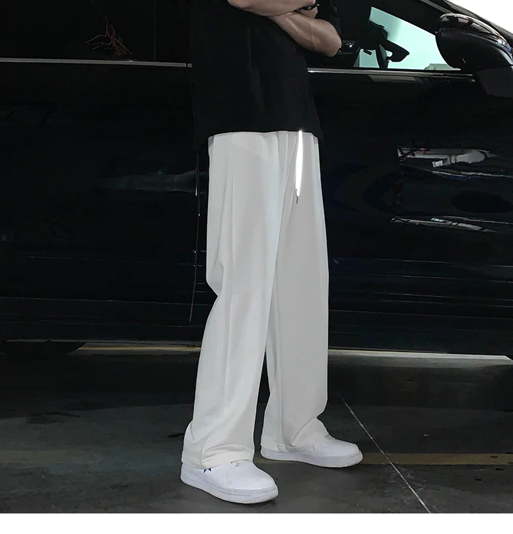 Summer Casual Pants Men Fashion Gray Black White Wide-leg Pants Men Streetwear Loose Straight Sweatpants Mens Joggers Trousers Street King Limited