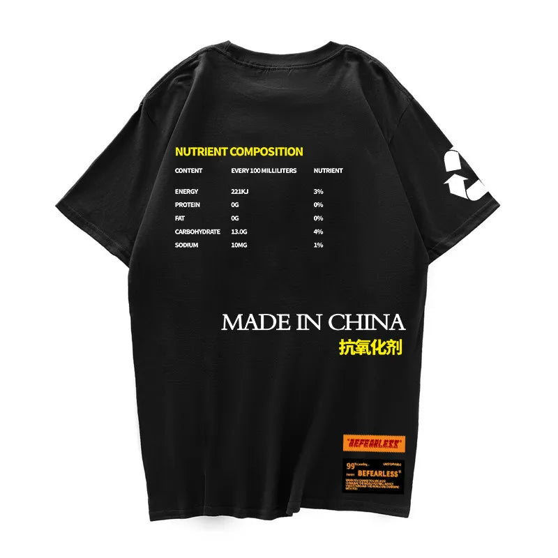 lemon tea Ripped Printed T Shirts Streetwear 2020 Hip Hop Chinese Character Casual Short Sleeve Tops Tees Men 100% cottoTshirts Street King Limited