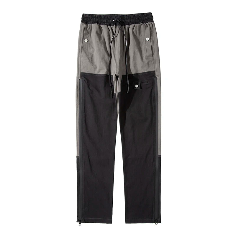 Ankle Zipper Color Block Streetwear Straight Casual Cargo Pants for Men Drawstring Harajuku Oversize Hip Hop Loose Trousers Street King Limited