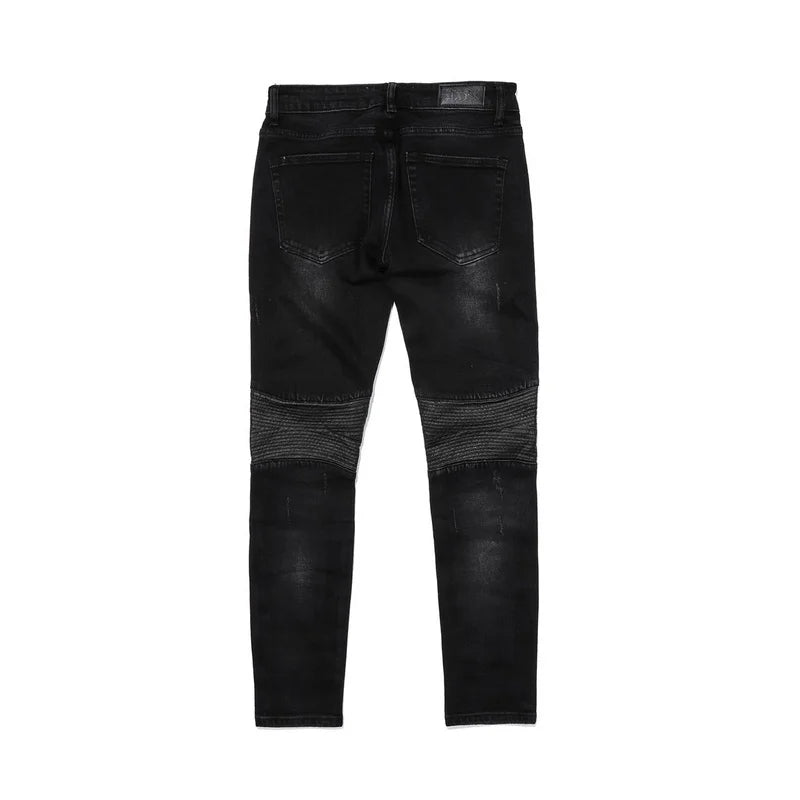 knee zipper hole patckwork skinny denim jeans men casual slim biker trousers jeans fashion streetwear hip hop jean pants joggers unique joggers style 33