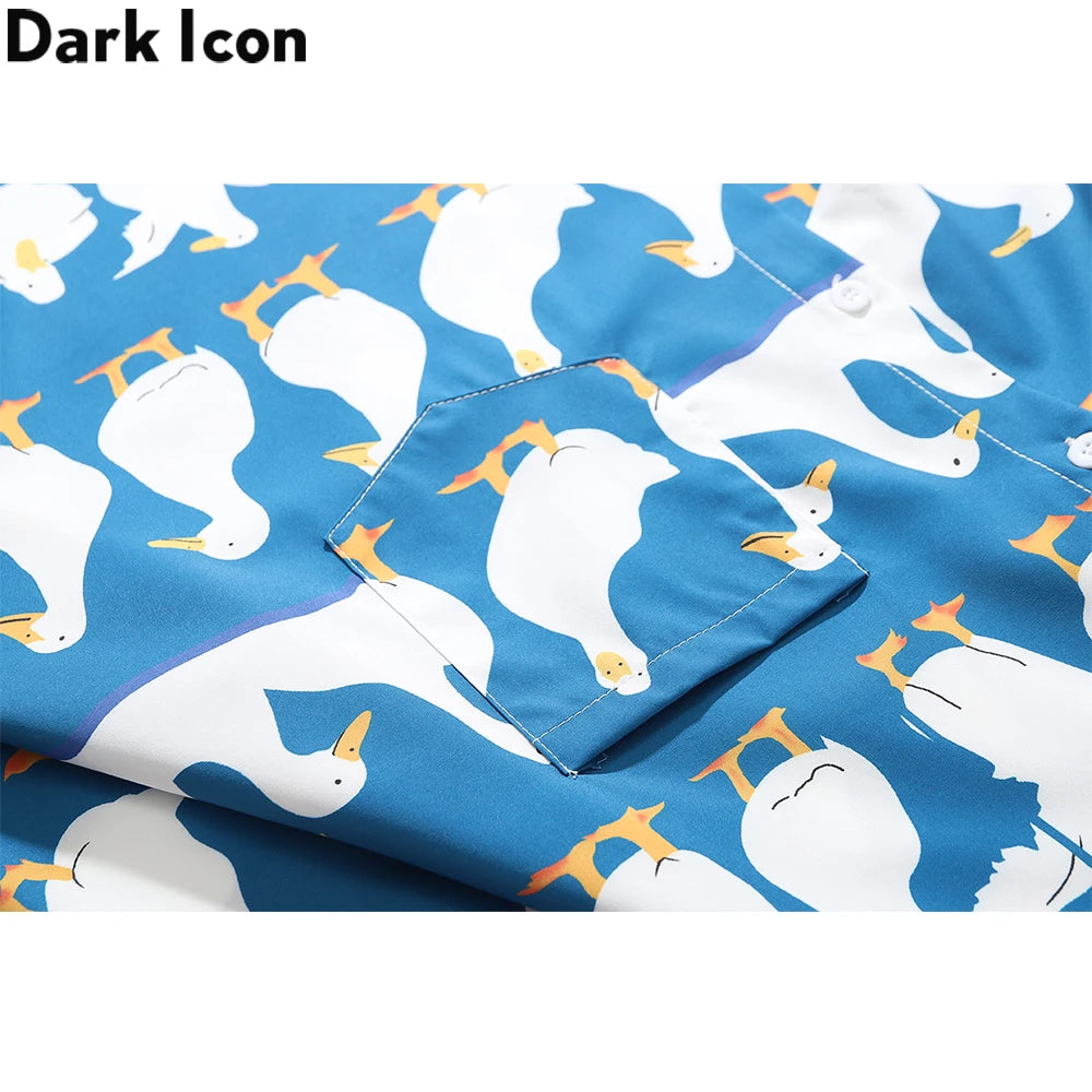 Dark Icon Funny Printed Oversized Men's Shirt 2021 Summer Holiday Hawaiian Shirts Male Top 2 Colors Street King Limited