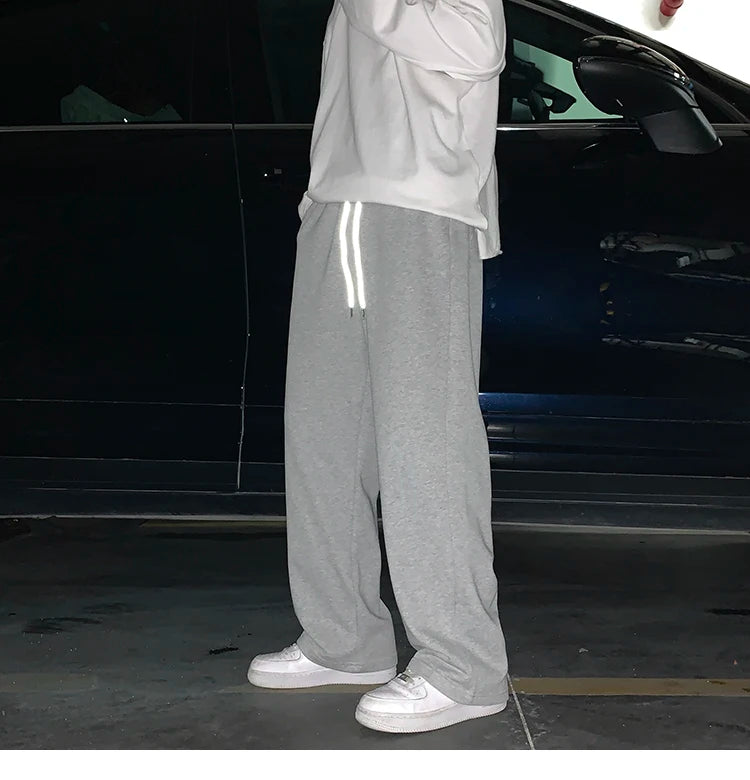 Summer Casual Pants Men Fashion Gray Black White Wide-leg Pants Men Streetwear Loose Straight Sweatpants Mens Joggers Trousers Street King Limited