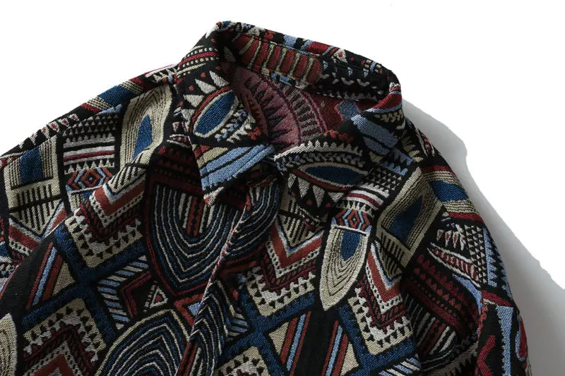 Streetwear Gonthwid Knitted Shirts Nation Style Geometry Flowers Color Block Patc Gonthwid Knitted Shirts Nation Style Geometry Flowers Color Block Patchwork Long Sleeve Button Shirt Hip Hop Casual Tops Coats Fashion Sweater Jacket With Graphic Design For Men