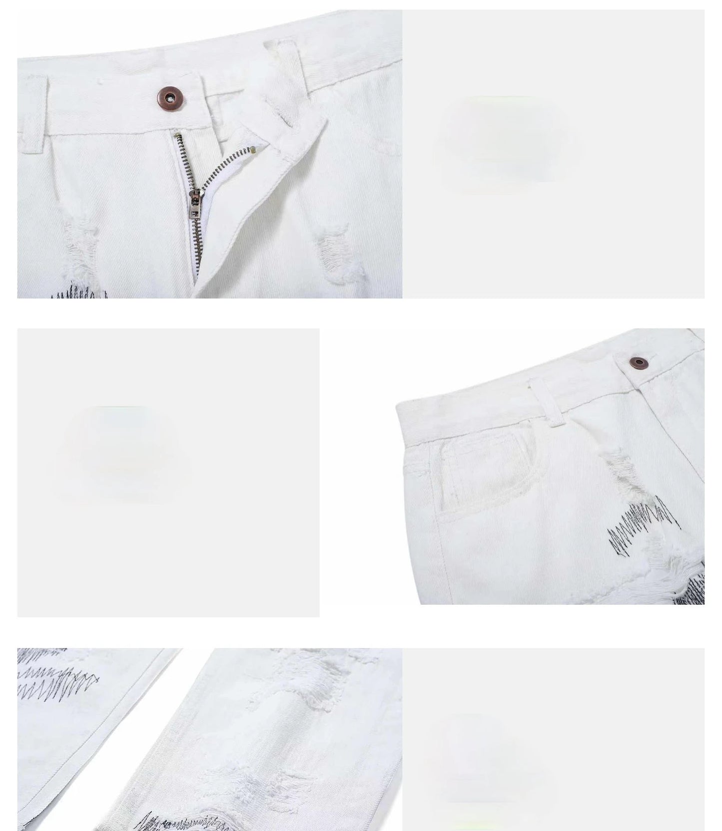 mens high street denim jean pants new casual loose ripped holes straight zipper white jeans trousers hip hop streetwear joggers unique joggers style 1602