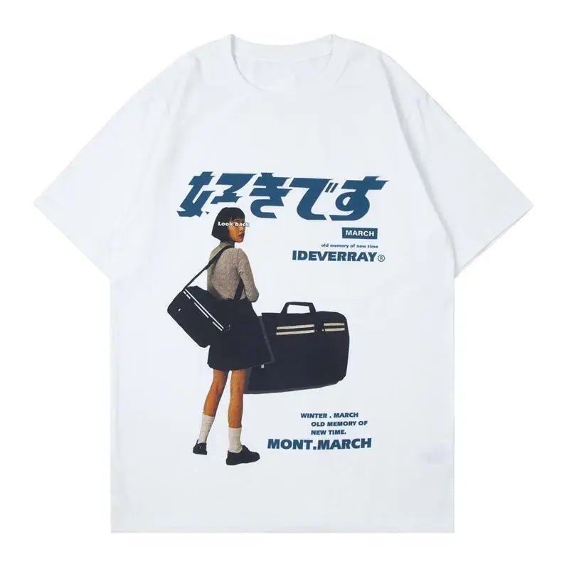 Hip Hop Streetwear Harajuku T Shirt Girl Japanese Kanji Print Tshirt 2021CC Summer Mens Short Sleeve Cotton Oversized T-Shirt Street King Limited