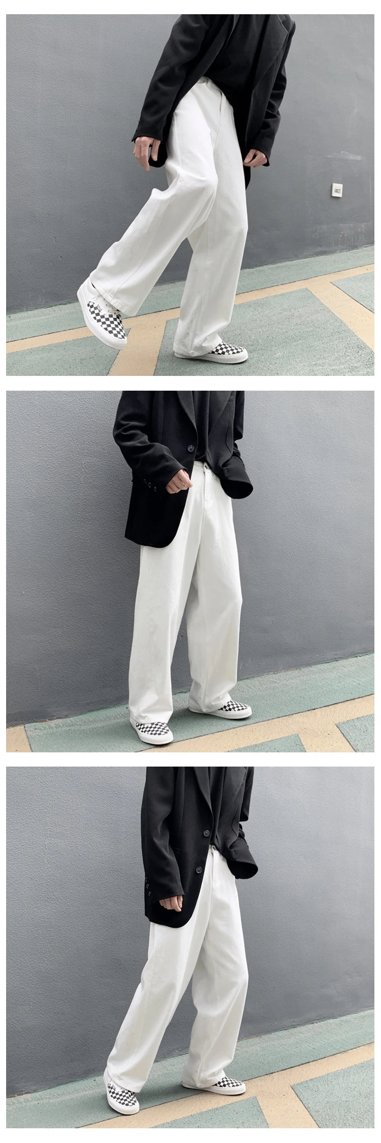 Wide Leg Jeans Men Fashion Casual White Jeans Men Streetwear Korean Loose Hip-hop Straight Jeans Mens Denim Trousers M-3XL Street King Limited