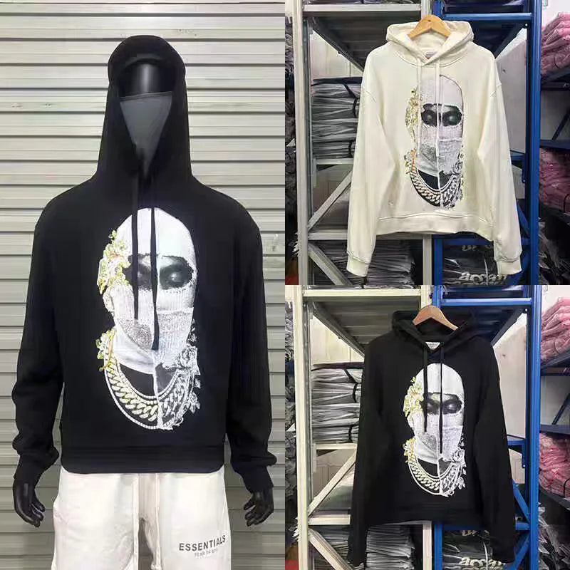 Black Rice White IH NOM UH NIT Hoodies Roses Masked Men Printing Loose Casual Lovers Men Woman Pullover Sweatshirts Street King Limited