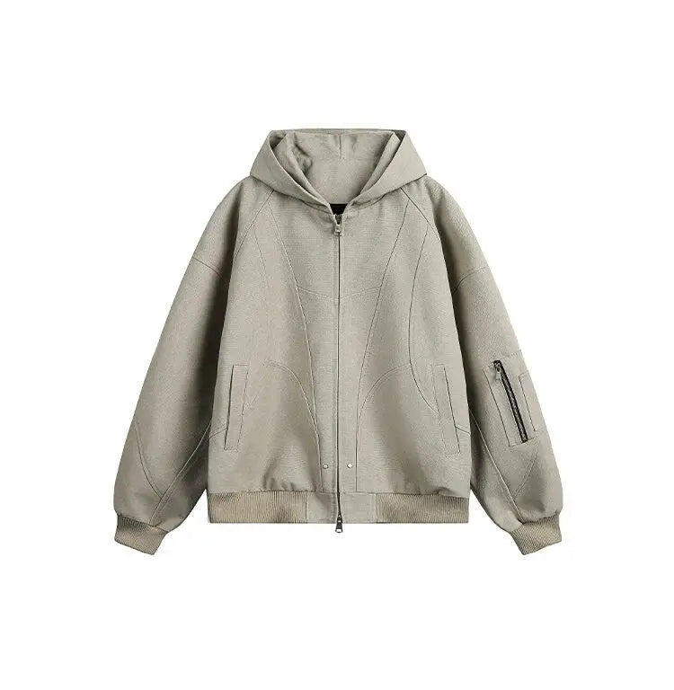 spring autumn hood bomber jacket men streetwear fashion loose casual hooded short cargo jacket cityboy coat outerwear unique cargo style 255