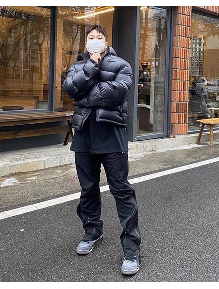 Vibe Style Nylon Rubber Pressing Joggers Men's Urban Streetwear Fashionable Adjustable Zipper Up Functional Cargo Trousers Street King Limited