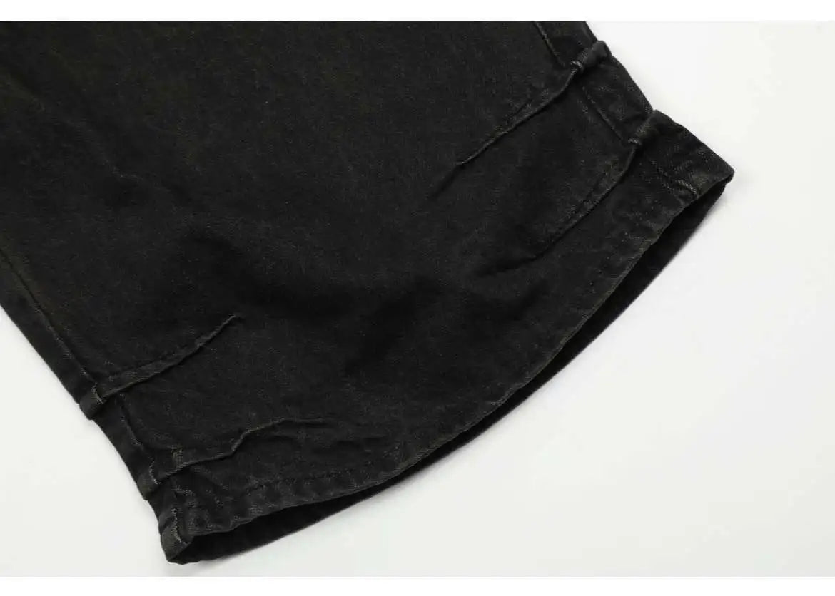 hip hop american trend retro straight leg washed denim jeans spring and autumn high street couple loose wide leg casual pants unique jeans style 607
